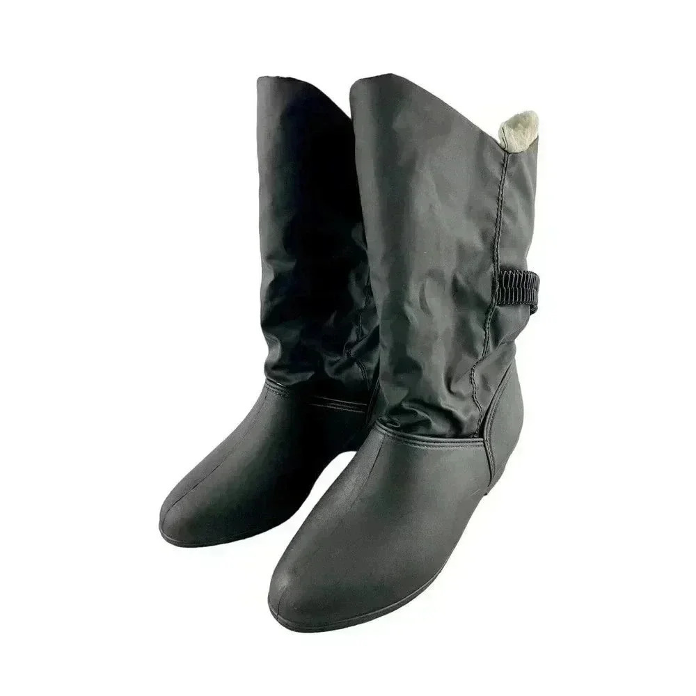 Casual Black Boots‎ With Faux Fur Women's Sz 8 Woodbridge